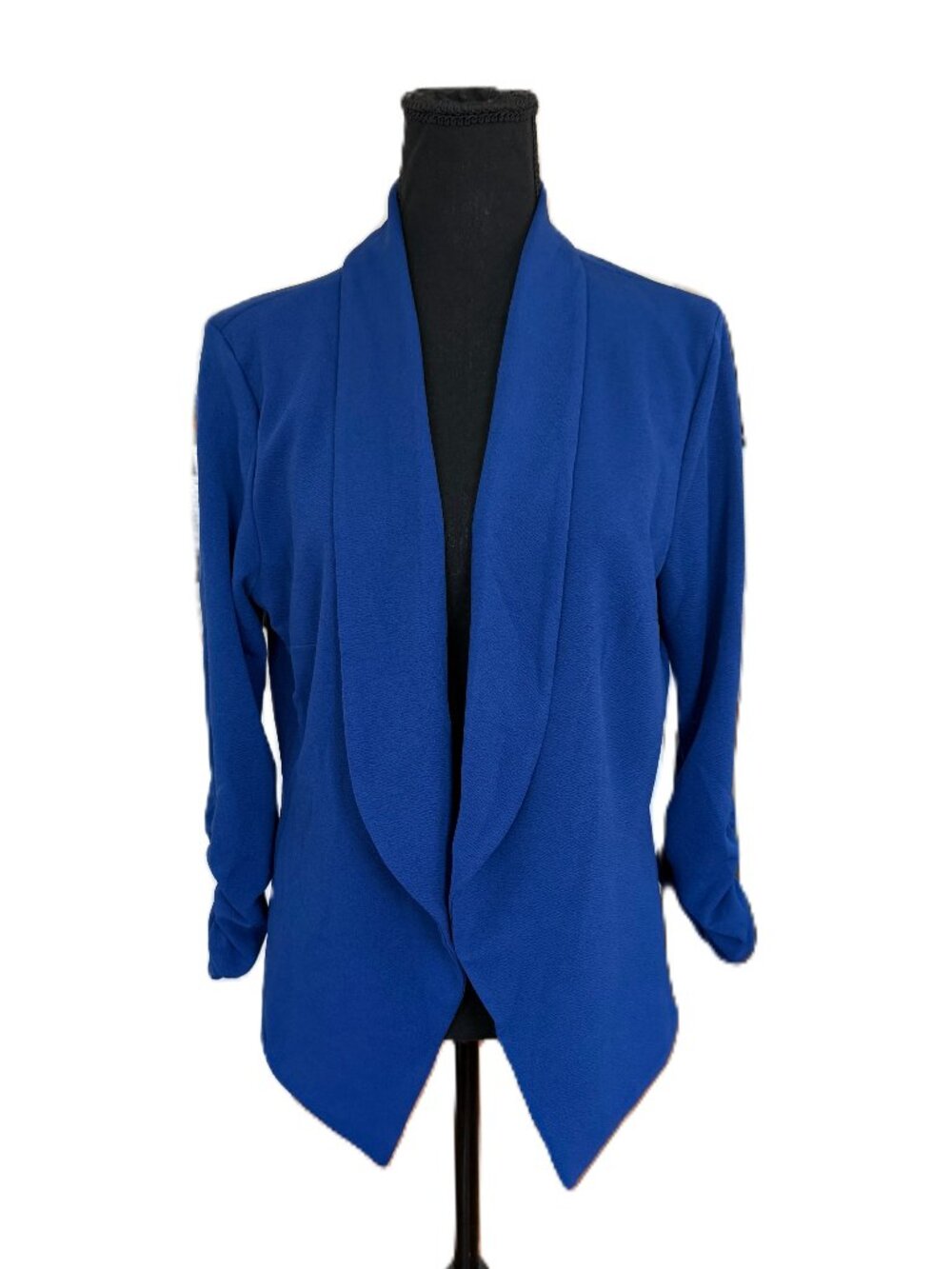 POGTMM | Women's Stretch Blazer | Royal Blue | Ruched Sleeve | Large